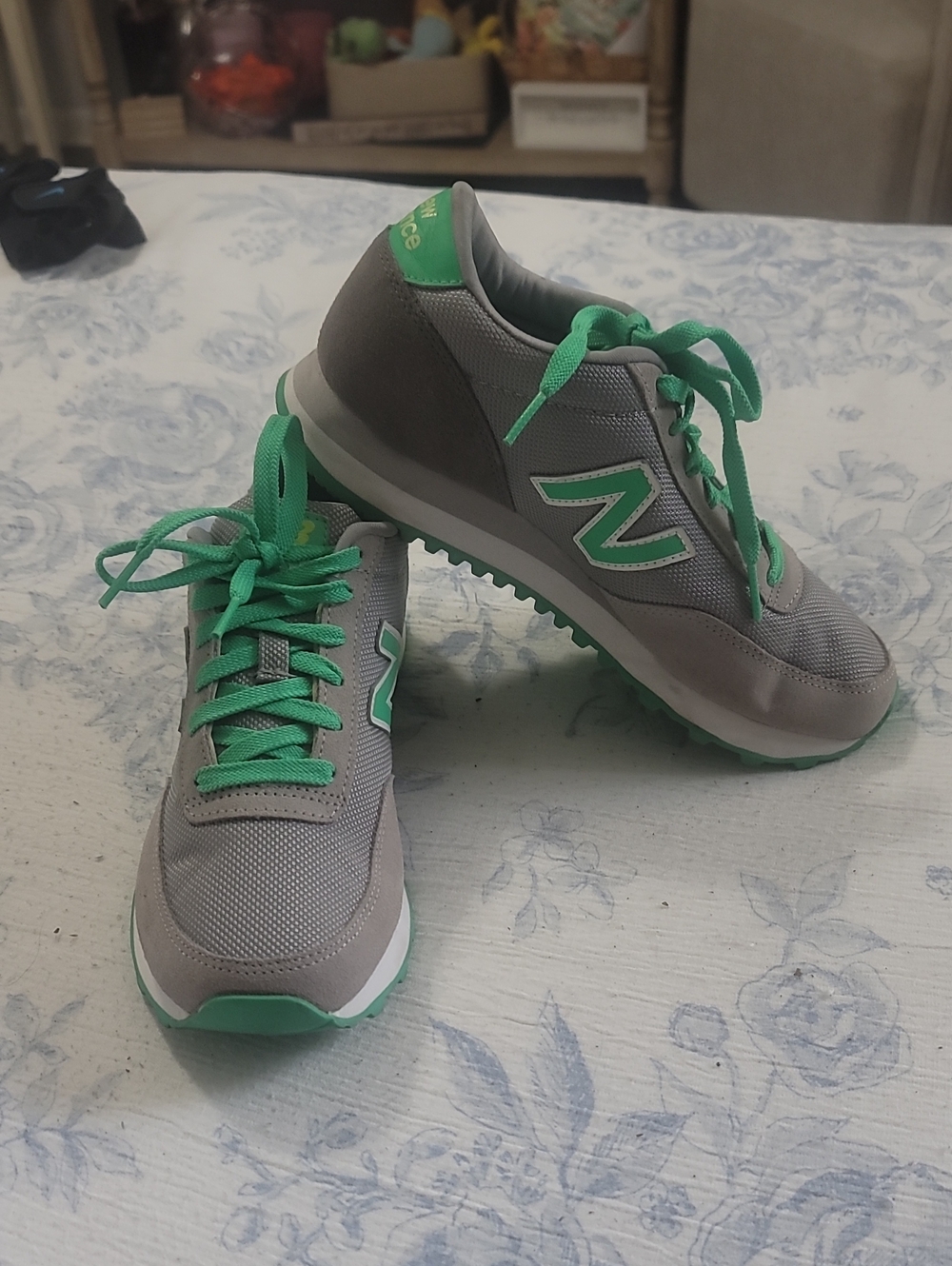 New Balance Gray and Green Athletic Sneakers 501 Vintage